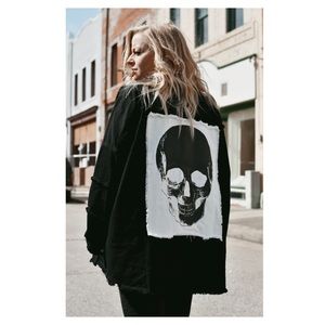 Skull Patch Shacket shirt jacket L NWT